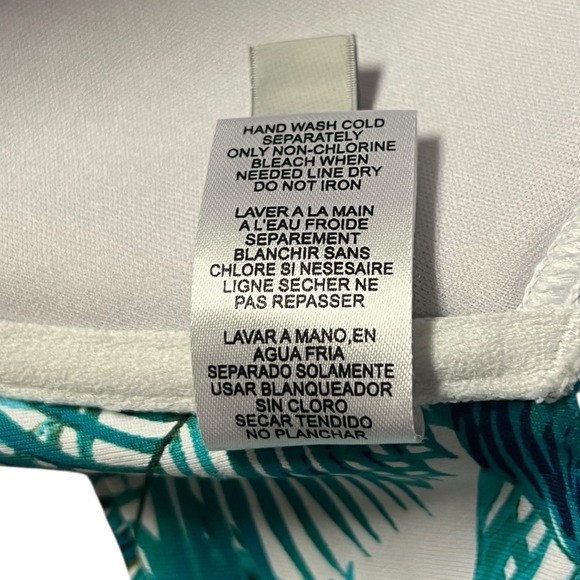 Tommy Bahama Bikini Top Swim 34D Teal White Halter Tropical Reversible Underwire - Picture 8 of 9